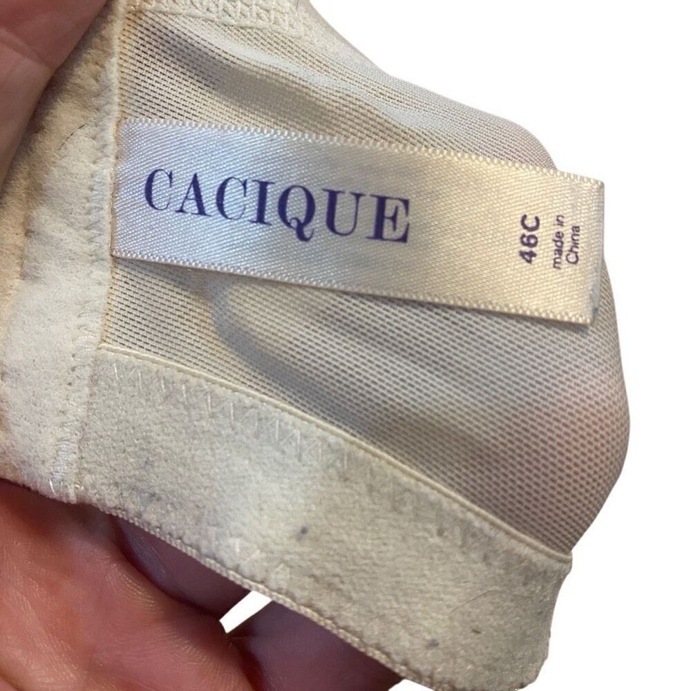 Cacique size 46C lace 4 hook bra cream and tan - Picture 3 of 5